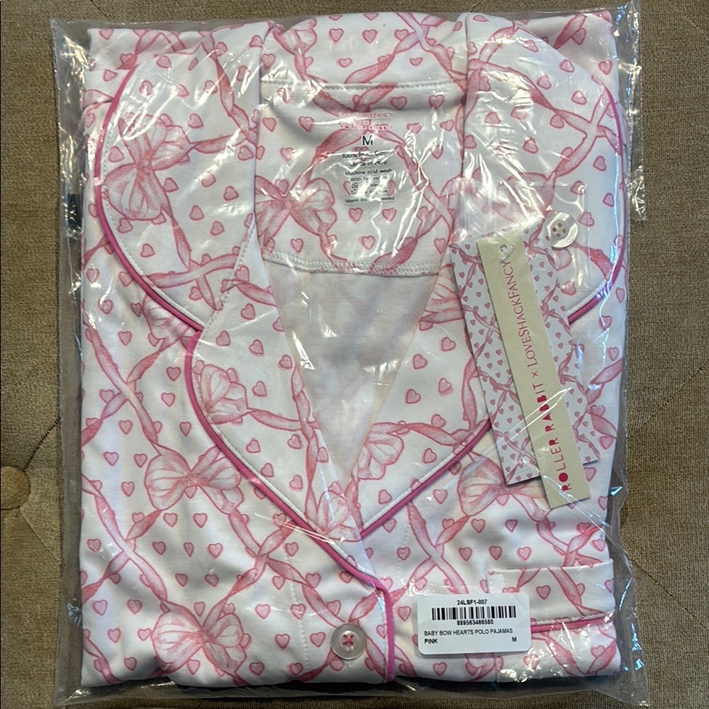 Roller Rabbit x LoveShackFancy Baby Bow Hearts Polo Pajama Set